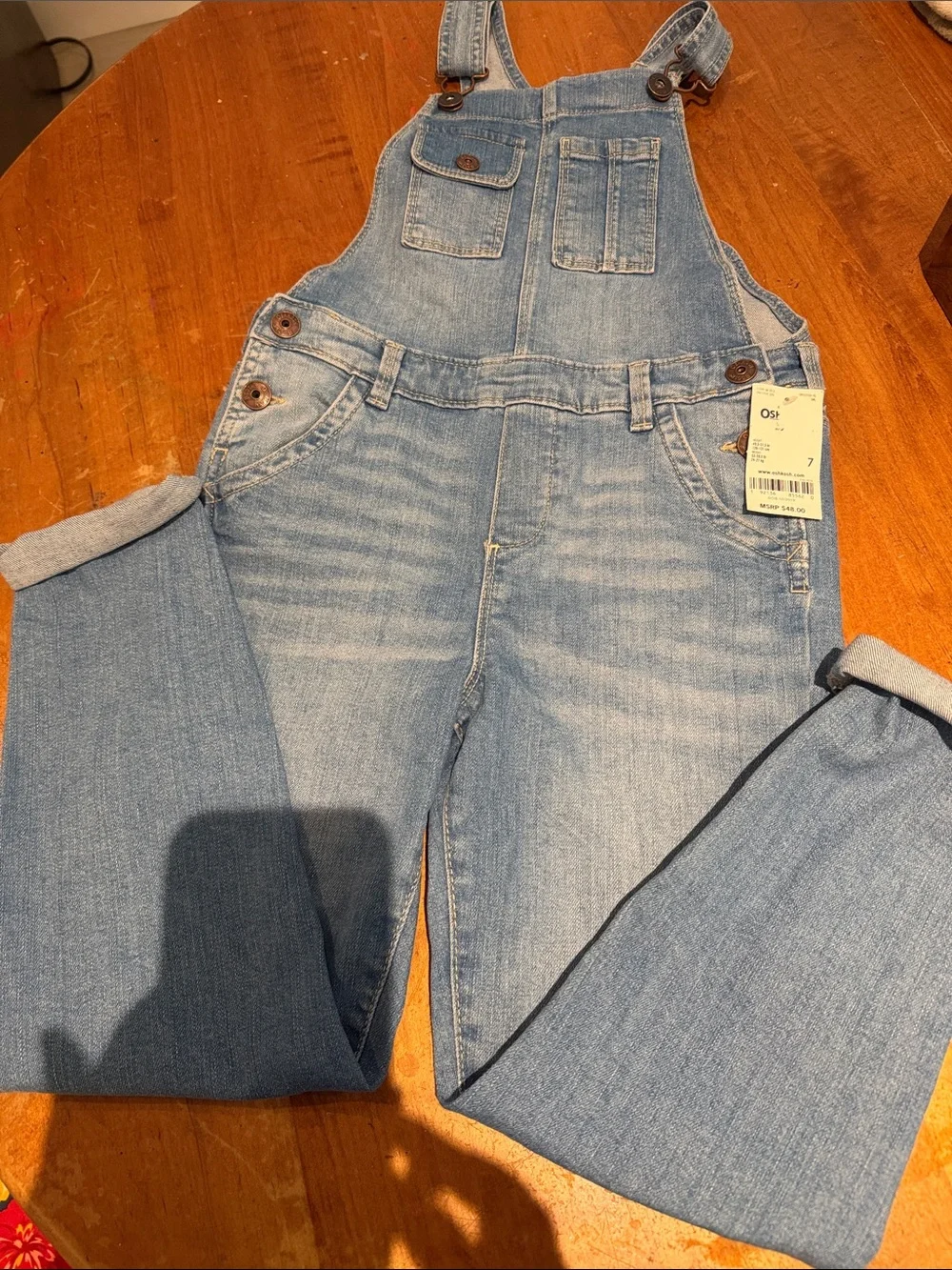 OshKosh B'gosh Light Blue Denim Girls' Overalls with Front Pockets